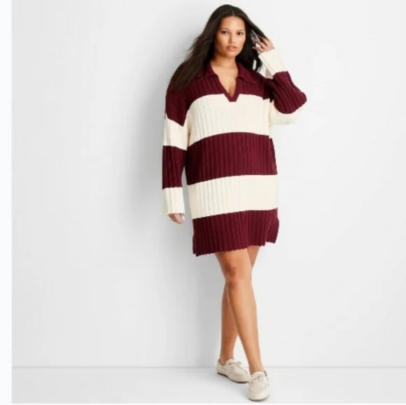 burgundy and cream dress Bransley Dress main image 1
